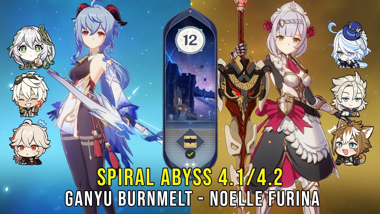 C0 Ganyu Melt Burn and C6 Noelle Furina - Genshin Impact Abyss 4.1 - Floor 12 9 Stars