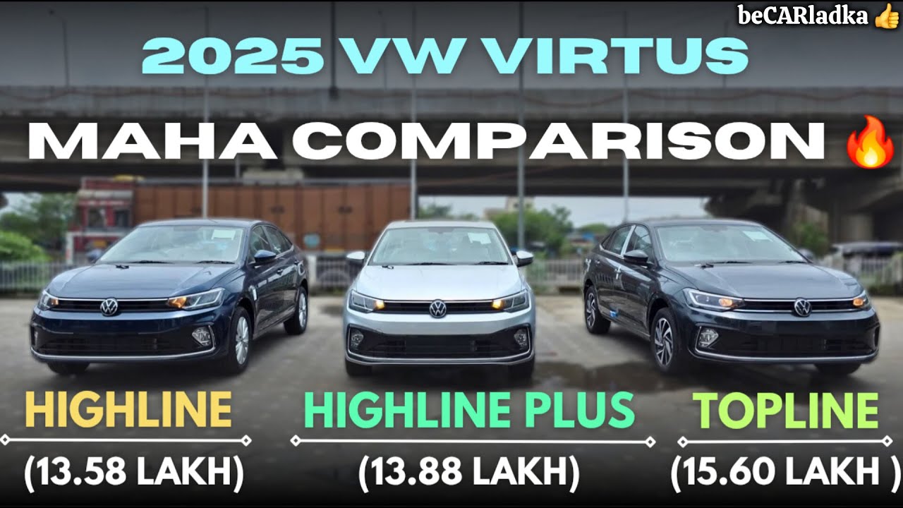 2025 Volkswagen Virtus Highline Vs Virtus Highline Plus Vs Virtus Topline | Detailed Comparison
