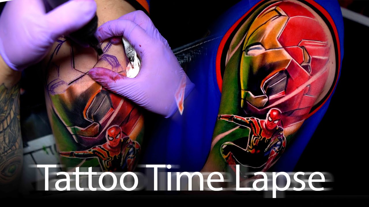 TATTOO TIME LAPSE | SPIDER-MAN - IRONMAN | MICHAEL KOSCHEL ART