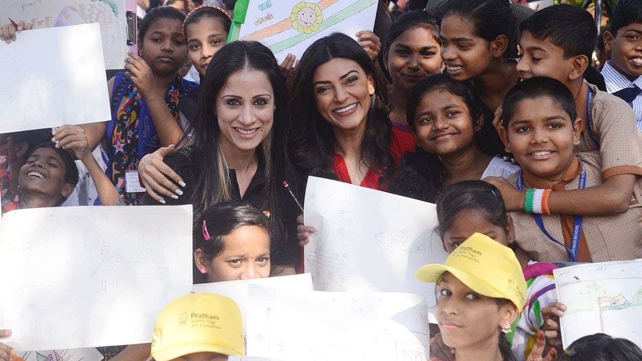 Sushmita Sen Celebrates 69th Republic Day With Rouble Nagi Art Foundation & Pratham NGO Children