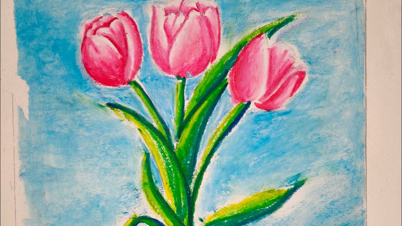 @Shilpa Kala2025 #tulip flowers#easy#oil pastle#bigginers 