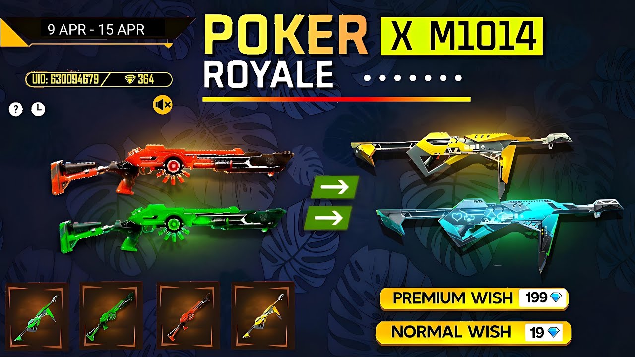 Poker Mp40 Return🤯🥳| Incubator M1014Return | free fire new event | ff new event |new event ff
