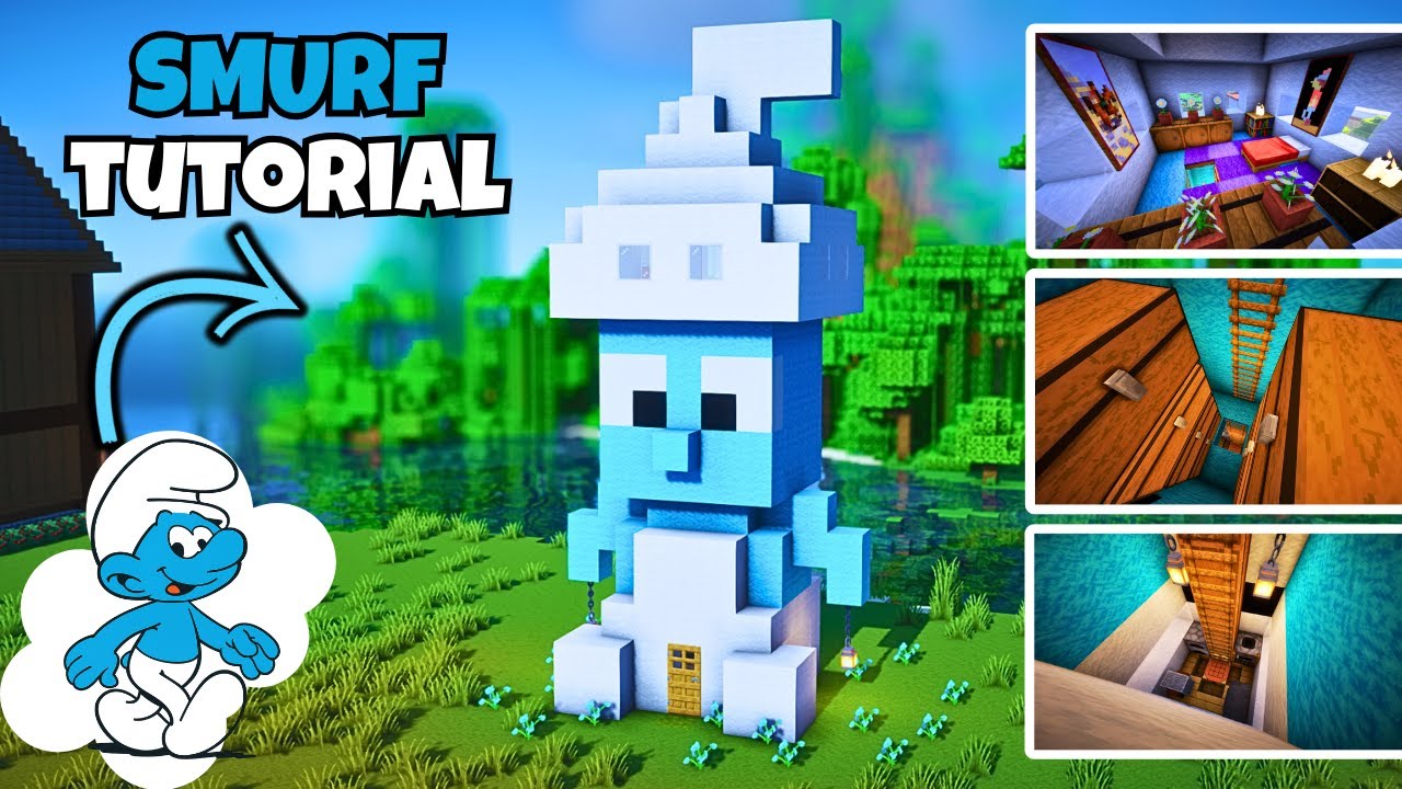 Minecraft: Cute SMURF Statue House! (Easy)