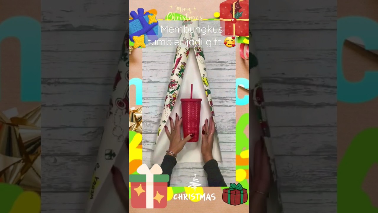 Cara membungkus kado Tumbler untuk christmas #caramembungkuskado #kado #tumbler #simple #art #shorts