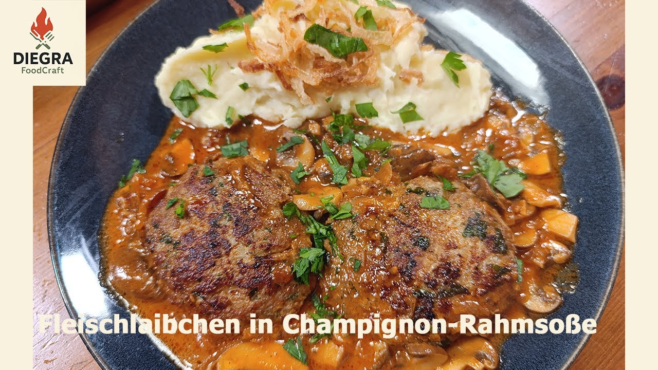 Fleisch-Laibchen mit cremiger Champignon-Sauce