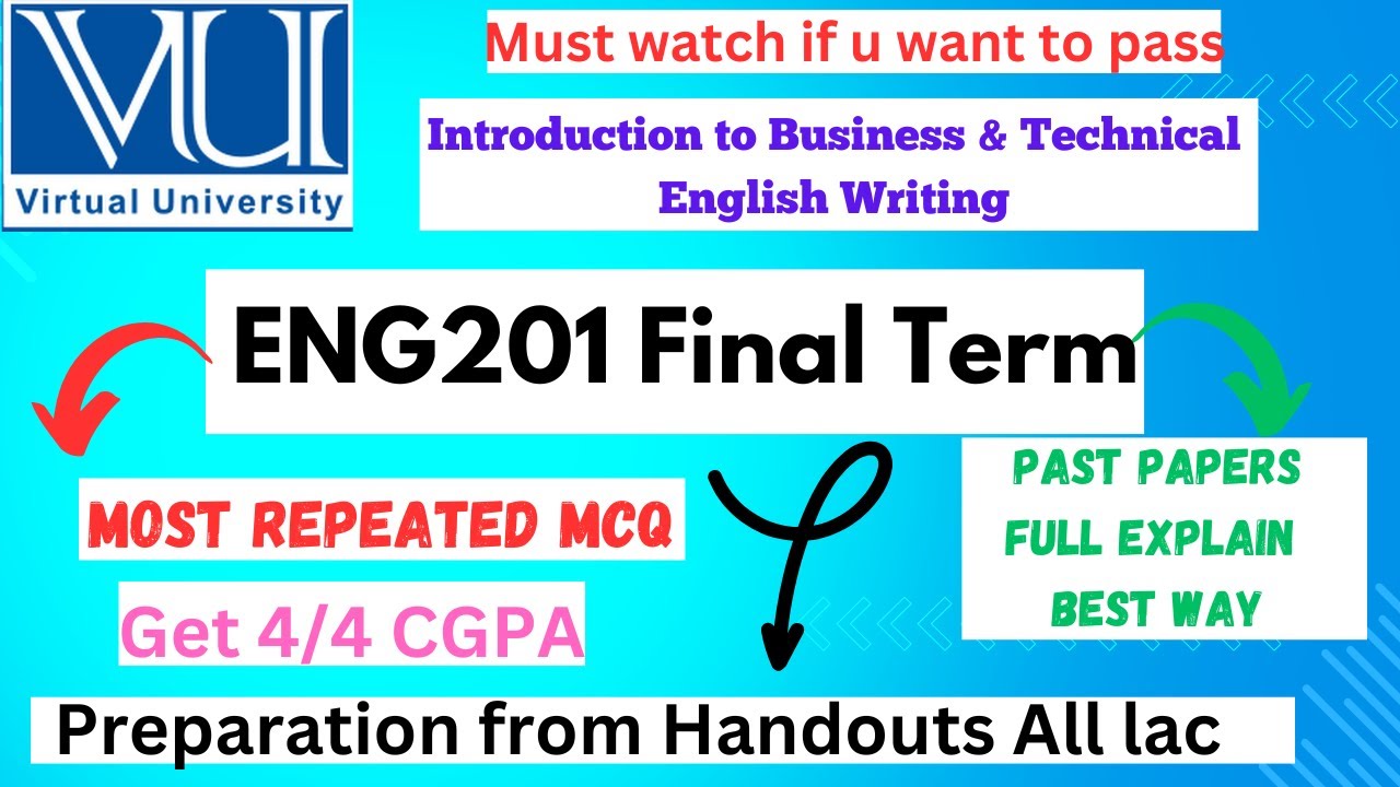 ENG201 Final Term Preparation 2025 || eng501 current paper most REPEATED MCQ || Helper0711