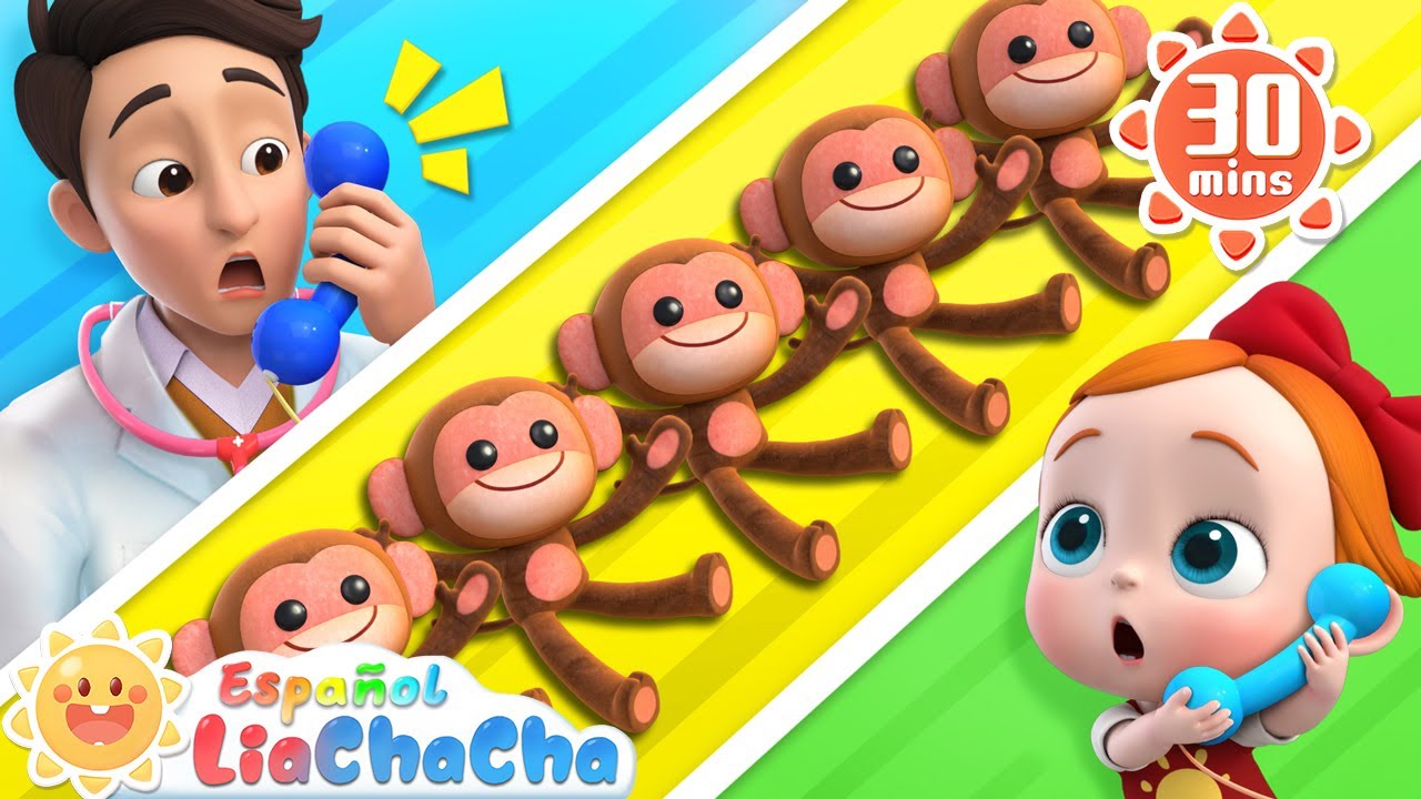 Cinco Monitos🐵 | Five Little Monkeys | LiaChaCha en Español - Canciones Infantiles