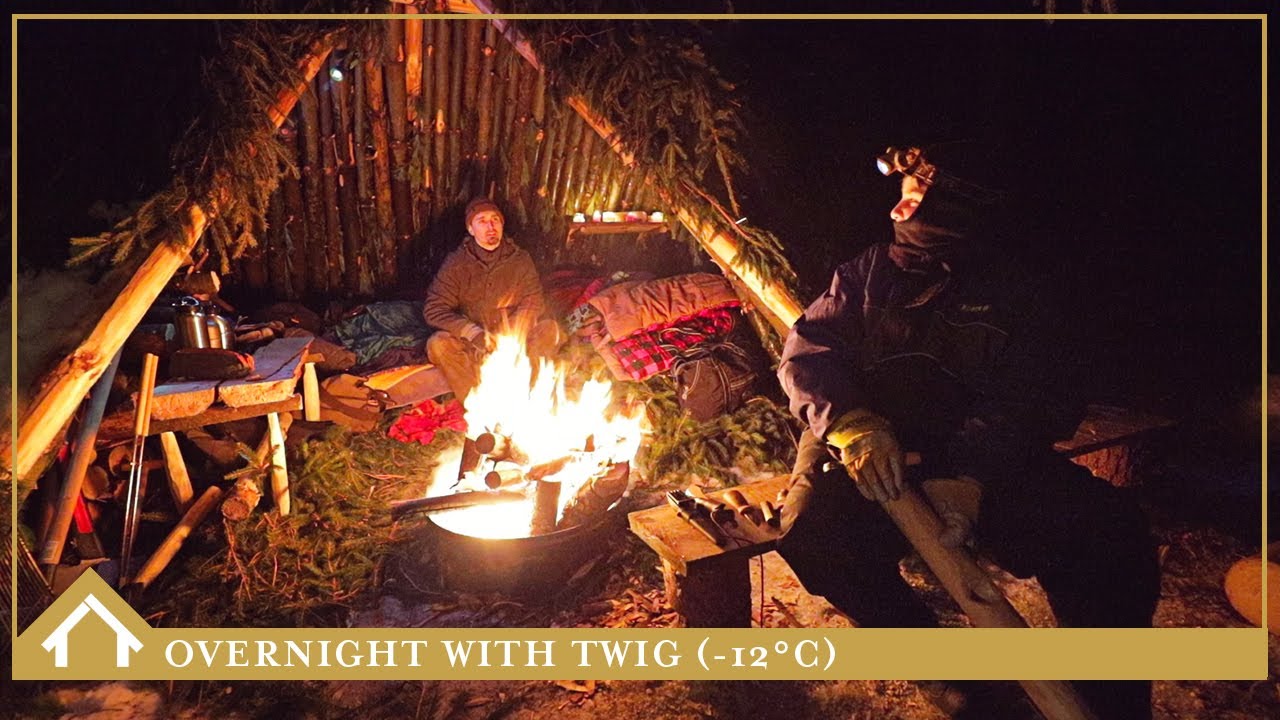 OVERNIGHT AT THE BUSHCRAFT SHELTER: (-12°C) First winter overnight at camp