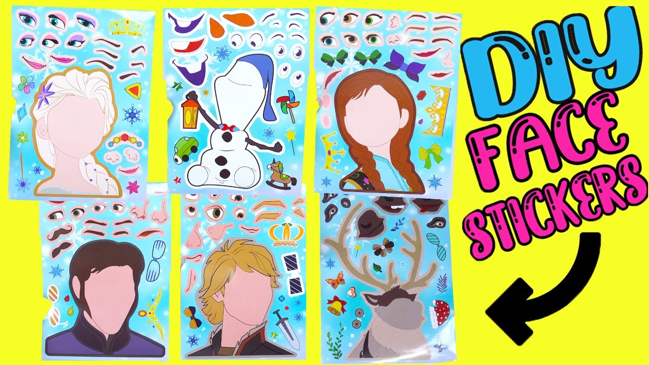 Disney Frozen DIY Silly Face Stickers with Elsa, Anna, Olaf, Sven Dolls