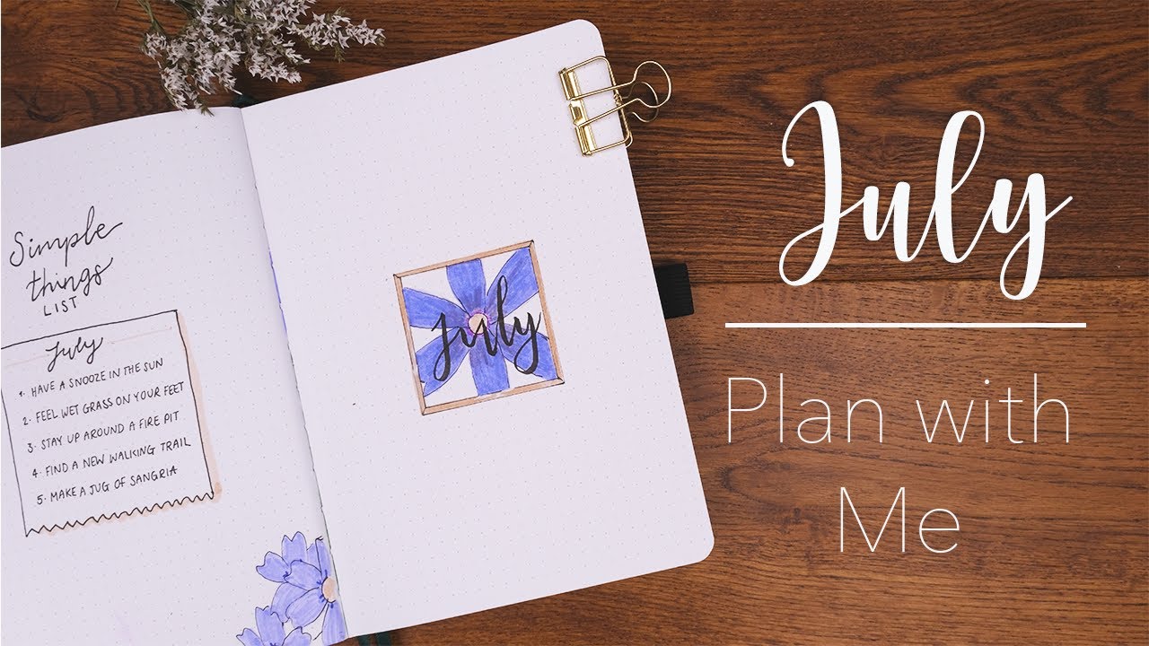 July 2020 Bullet Journal Setup | Purple Wildflowers