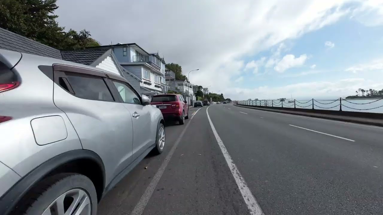Ride : from the library in Nelson Town along Rocks Road to Tahunanui Nelson New Zealand 4K
