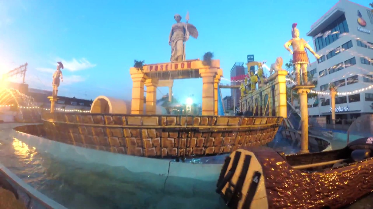 Poseidon Wildwasser 1 (Schneider Heitmann) Offride/Onride 4K in de avond  - Tilburgse Kermis 2018