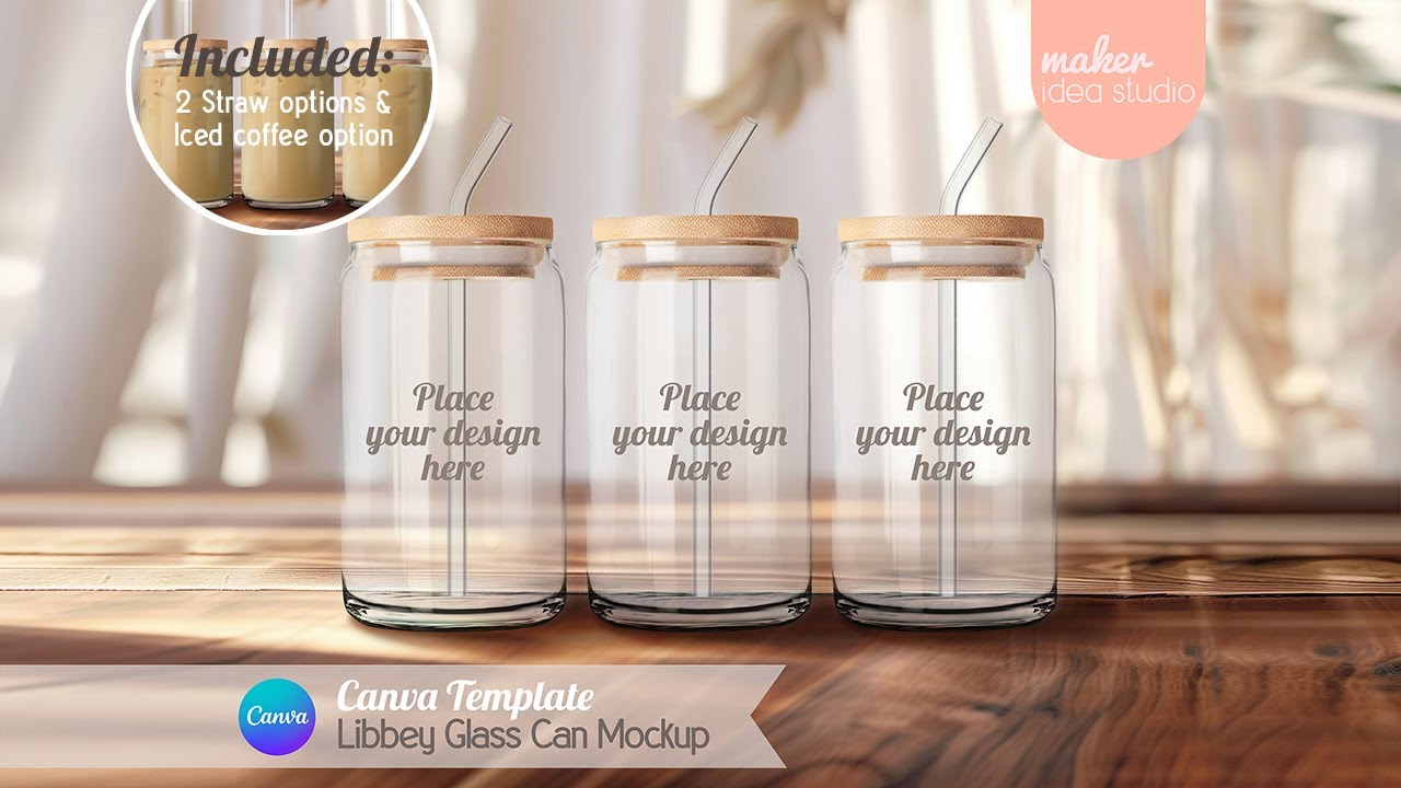 16 Oz Libbey Glass Can | Canva Mockup Tutorial