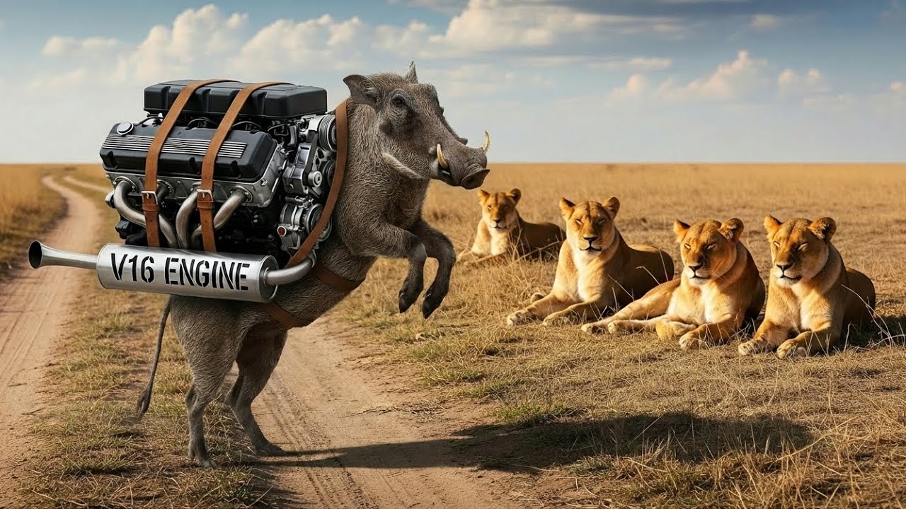 Warthog Outsmarts Lions in Hilarious Escape!😂