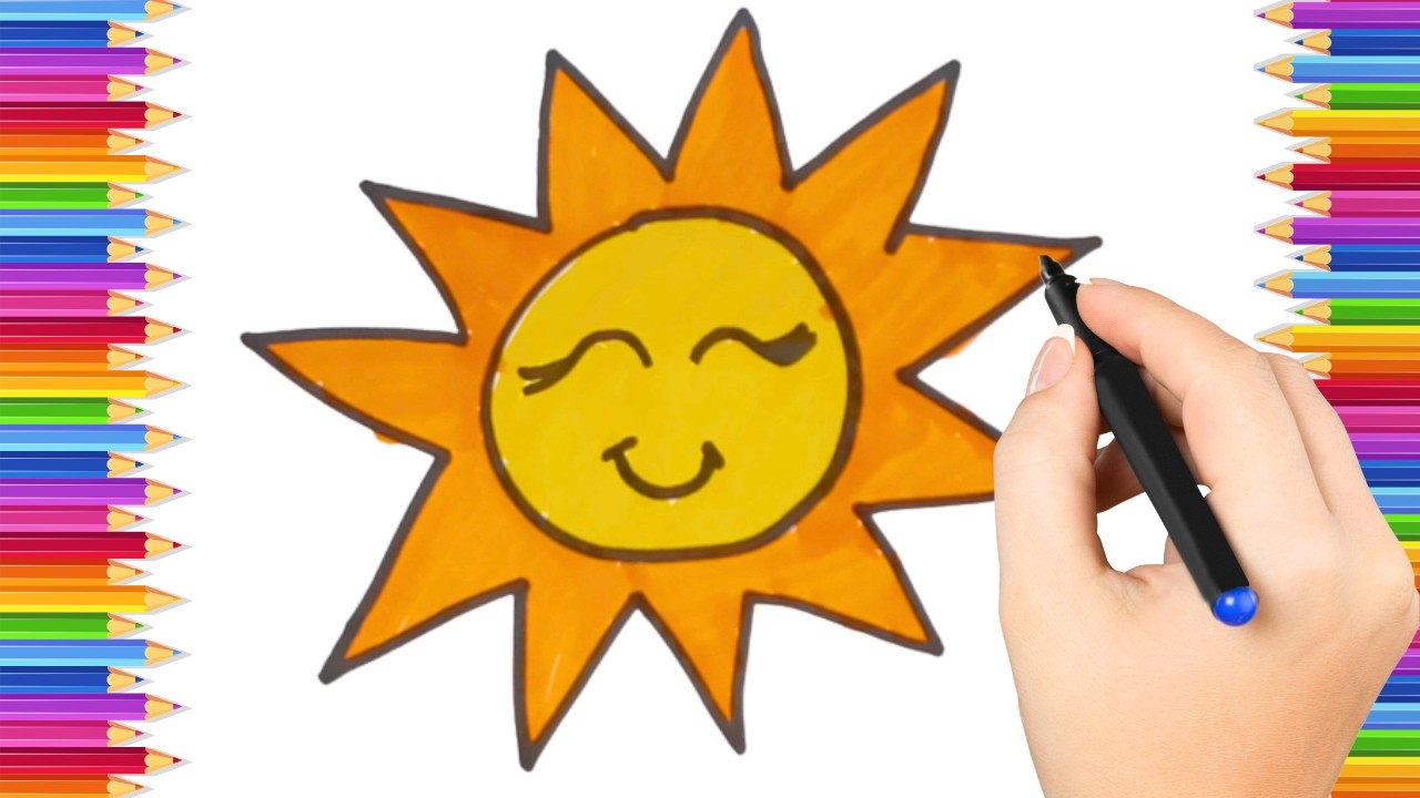 How To Draw cute  Sun Drawing, Painting & Coloring For Kids and Toddlers_ Child Art 🐋🌈🎨