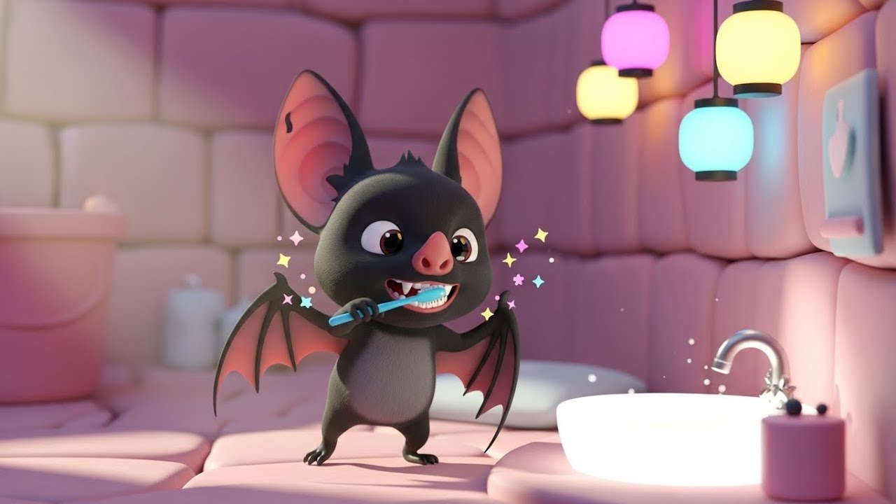 Сонная летучая мышь чистит зубы 🦇🪥😴 | развлекательное видео для детей и ночные приключения