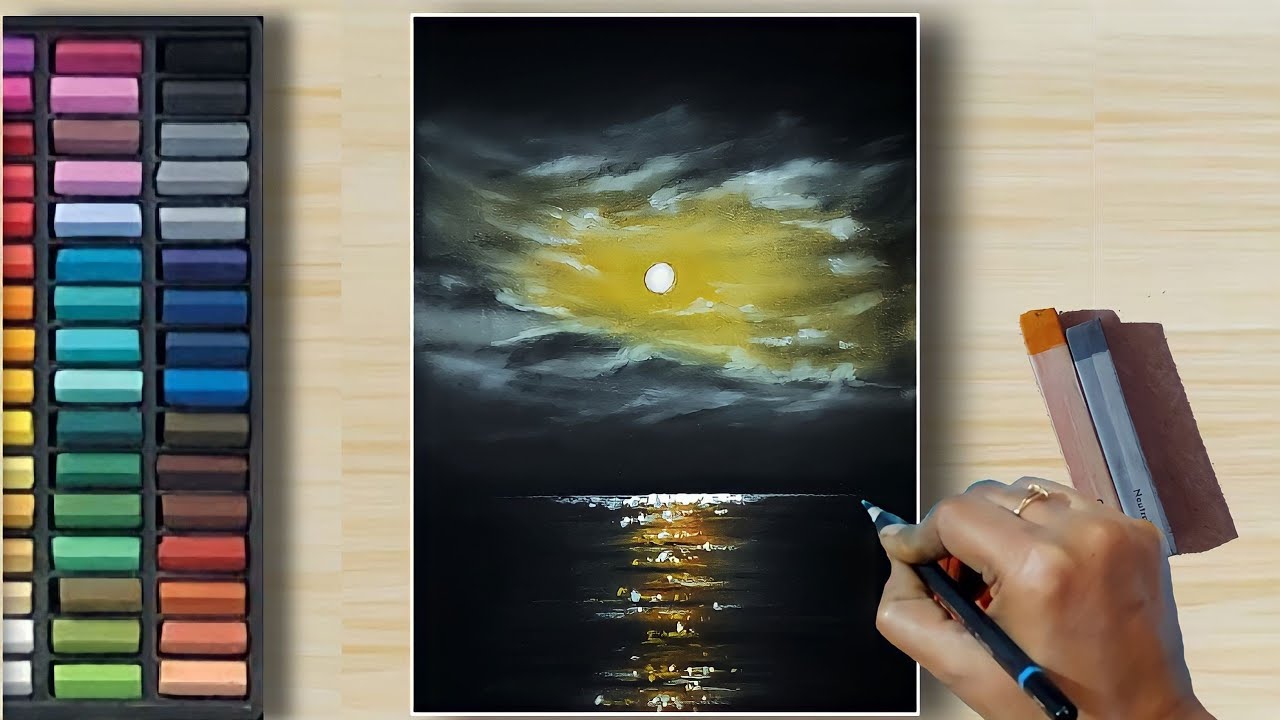 Tips To Draw 👉 REALISTIC 😱 Clouds & Sparkle Water (step by step) Tutorial - Soft Pastel Drawing