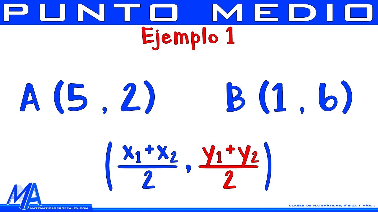 Punto medio entre dos puntos | Ejemplo 1