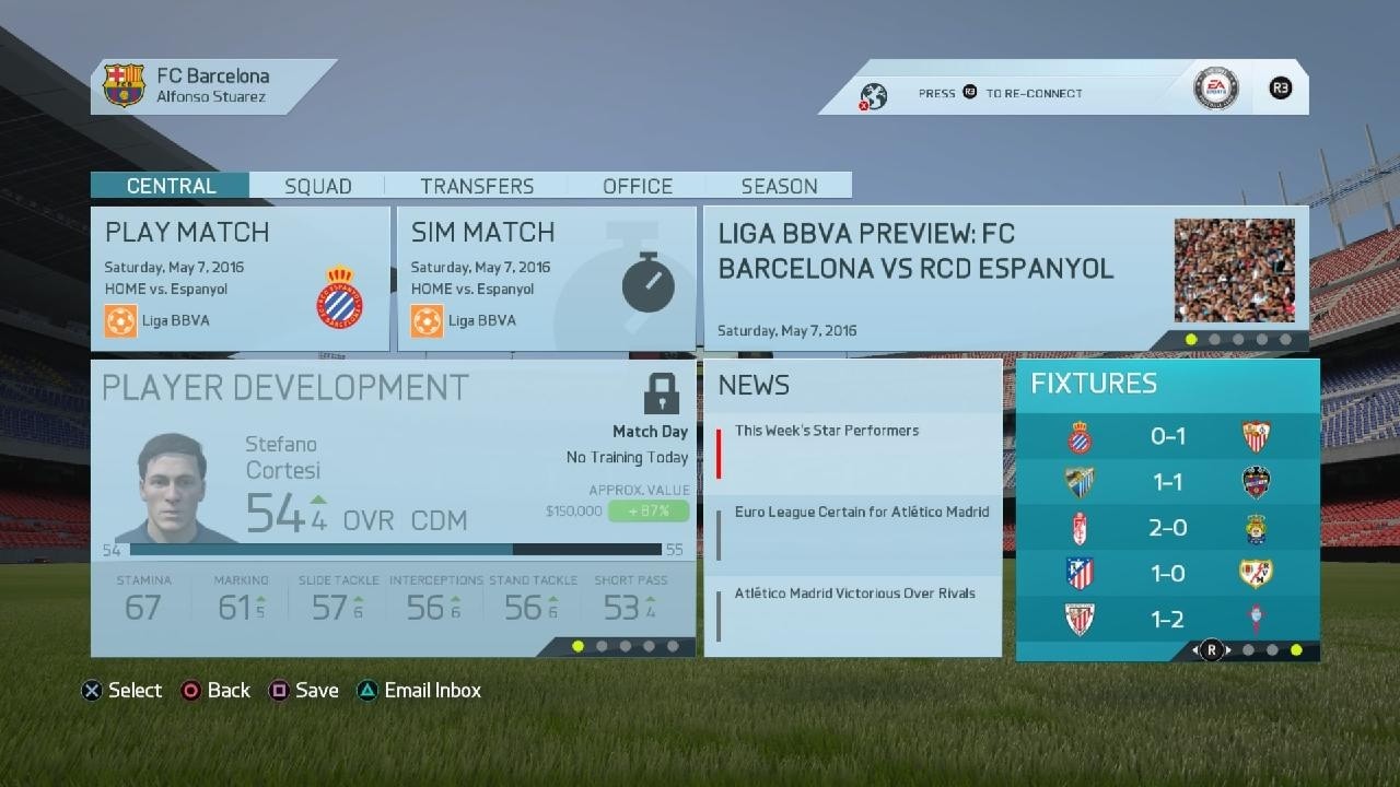 FIFA 16 Manager Career Mode Barcelona vs Man Utd Champions Cup