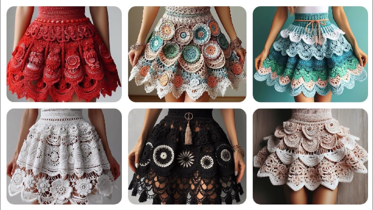 50+stunning crochet skirt for girls/handmade embroidered skirt/ruffled skirts 2025/mini skirt ideas💡