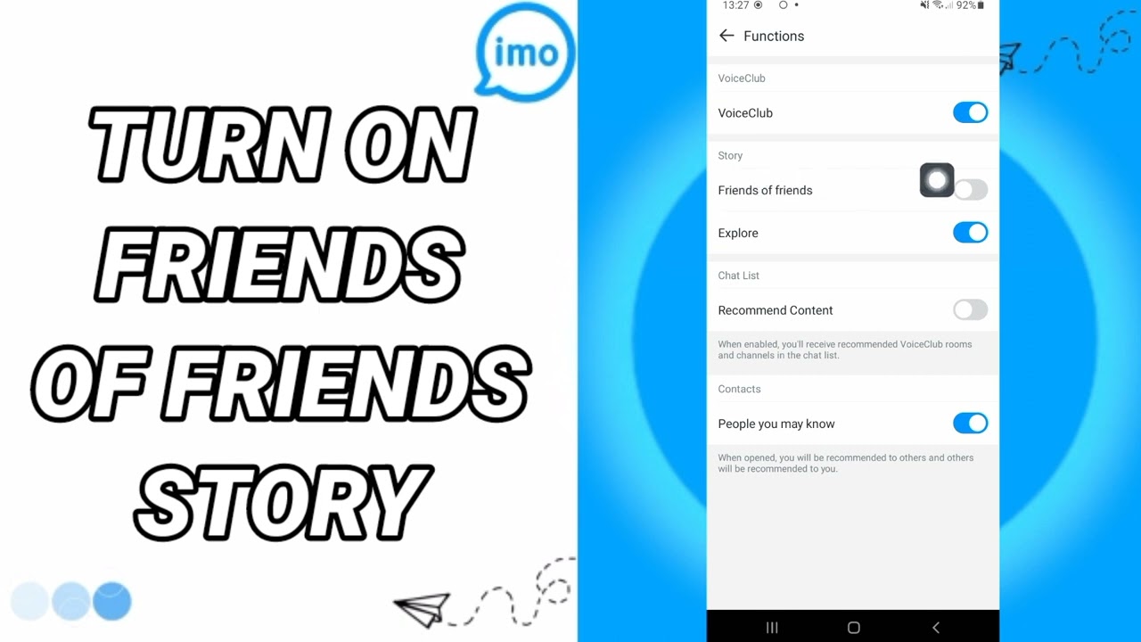 How To Turn On Friends Of Friends Story On Imo App