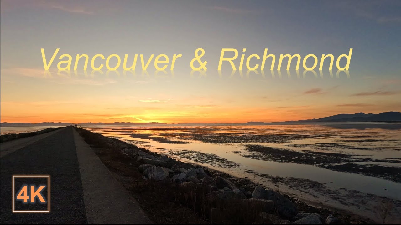 [4K] Sunset at Iona Beach, Richmond, Vancouver Canada | Natural Crunch Sounds | Immersive experience