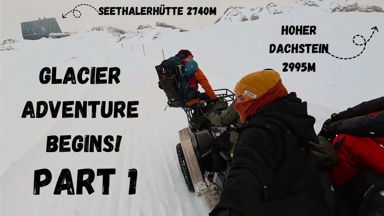 Riding Snow Machine Through a Glacier to Seethalerhütte near Dachstein! Alpine Winter Camp [PART1/3]