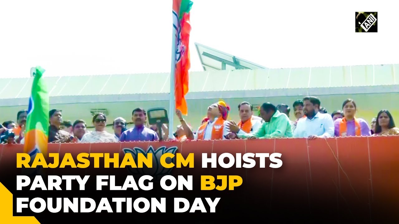Rajasthan CM Bhajanlal Sharma hoists BJP&rsquo;s flag at party office on Foundation Day