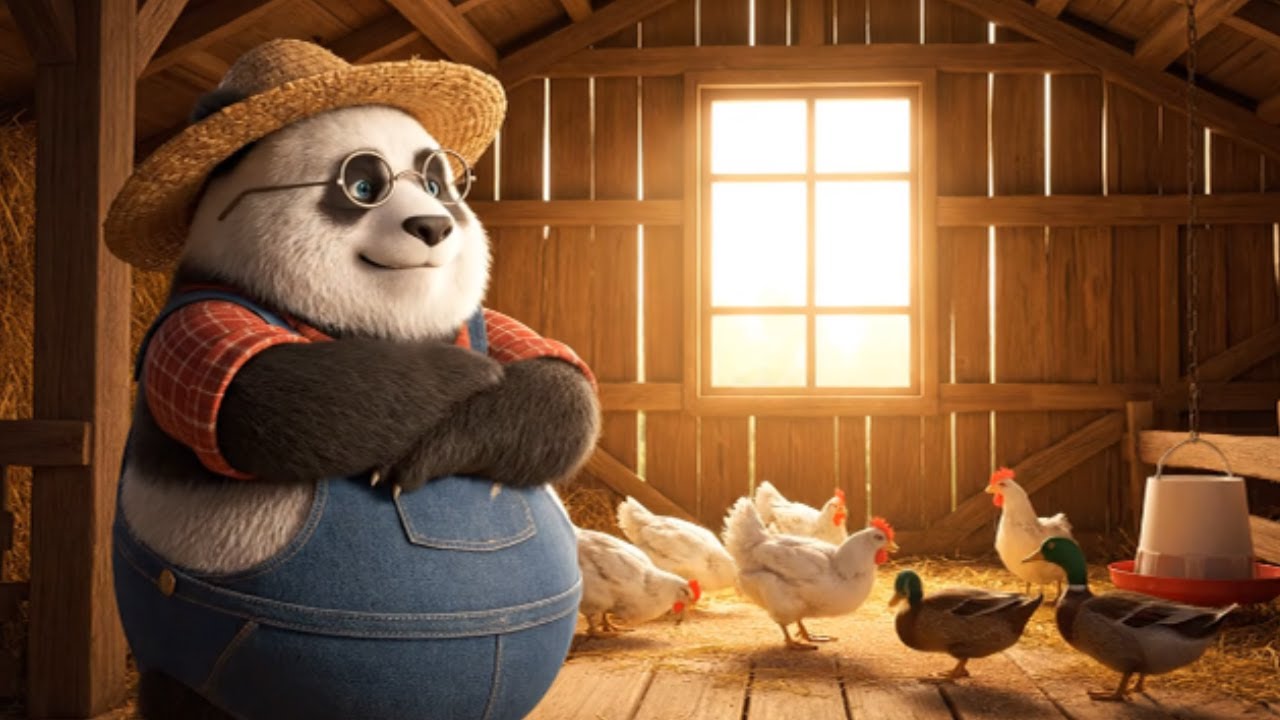 Panda Farmer Feeds Animals and Cleans the Barn | Relaxing Farm ASMR | Panda Farmer