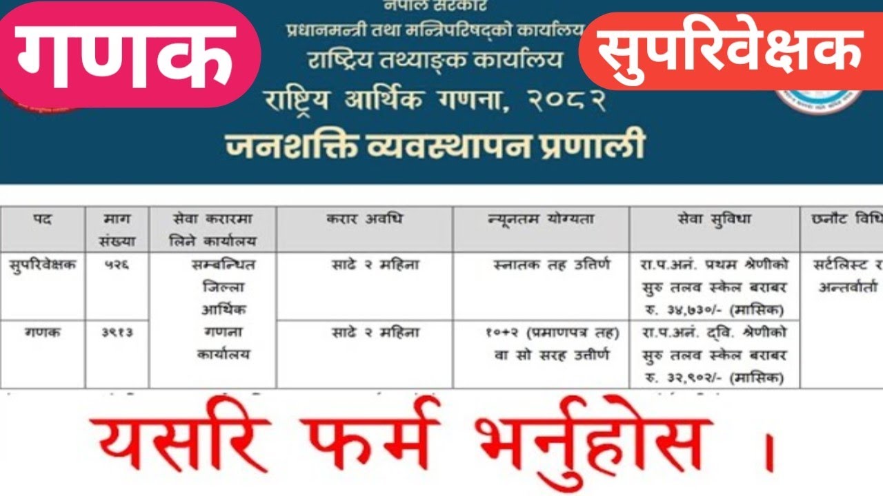गणक र सुपरिवेक्षकको online फर्म यसरि भर्नुहोस | how to apply form
