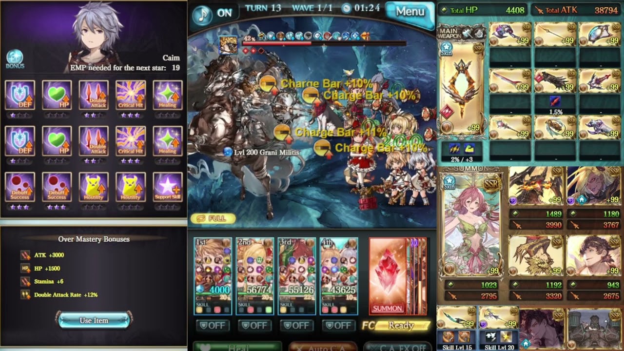 Lv 200 Grani Militis Full Auto feat. ML 30 Lumberjack and Cidala - Granblue Fantasy