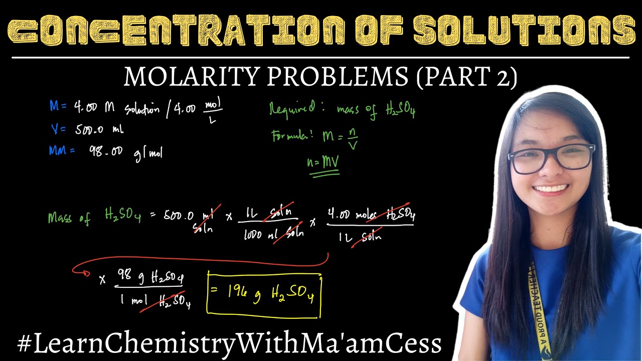 Concentration of Solutions | Molarity Problems | Learn Chemistry with Ma'am Cess