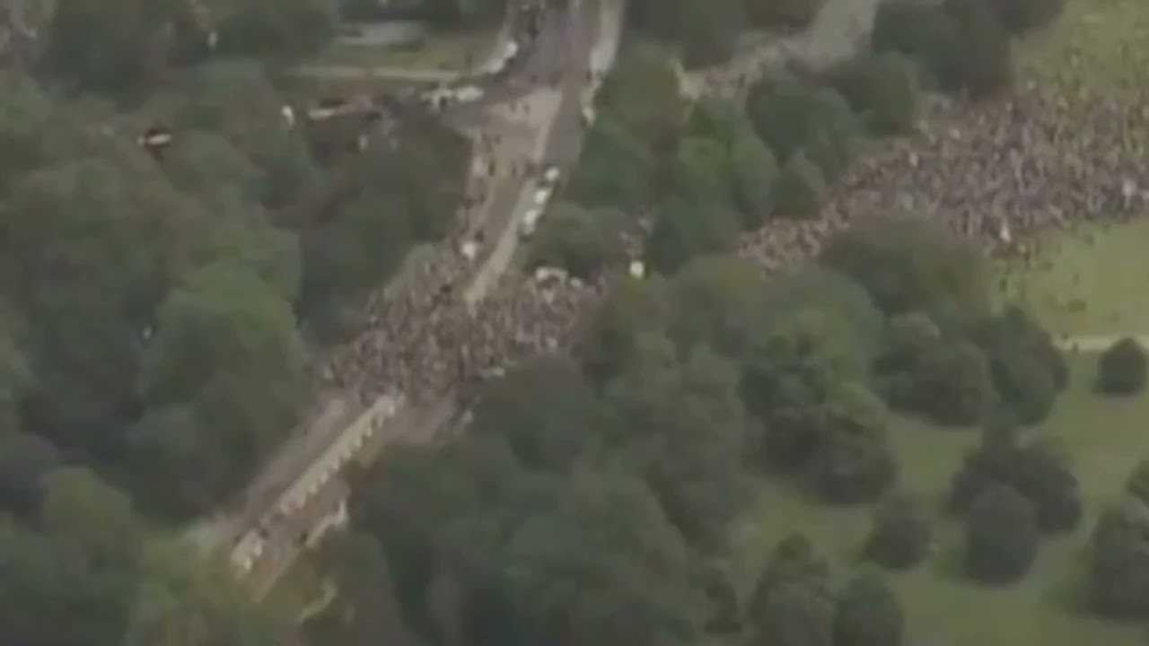 First aerial shots from London protest || Helicopter footage