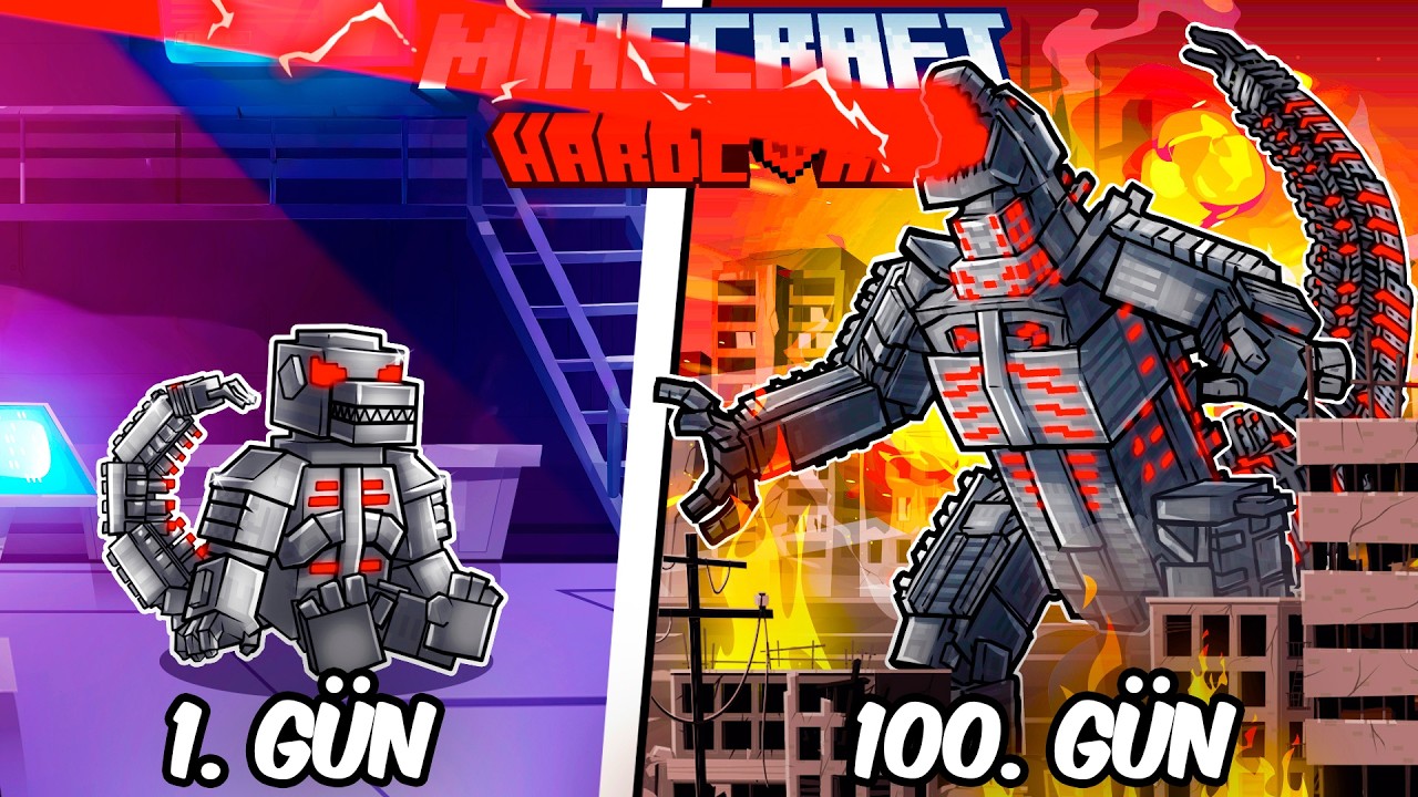 Hardcore Minecraft'ta MECHA GODZILLA Olarak 100 Gün Geçirmemin Hikayesi...