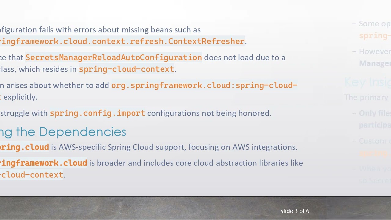 Troubleshooting Spring Cloud Secrets Manager: Understanding spring.config.import and Dependency Con
