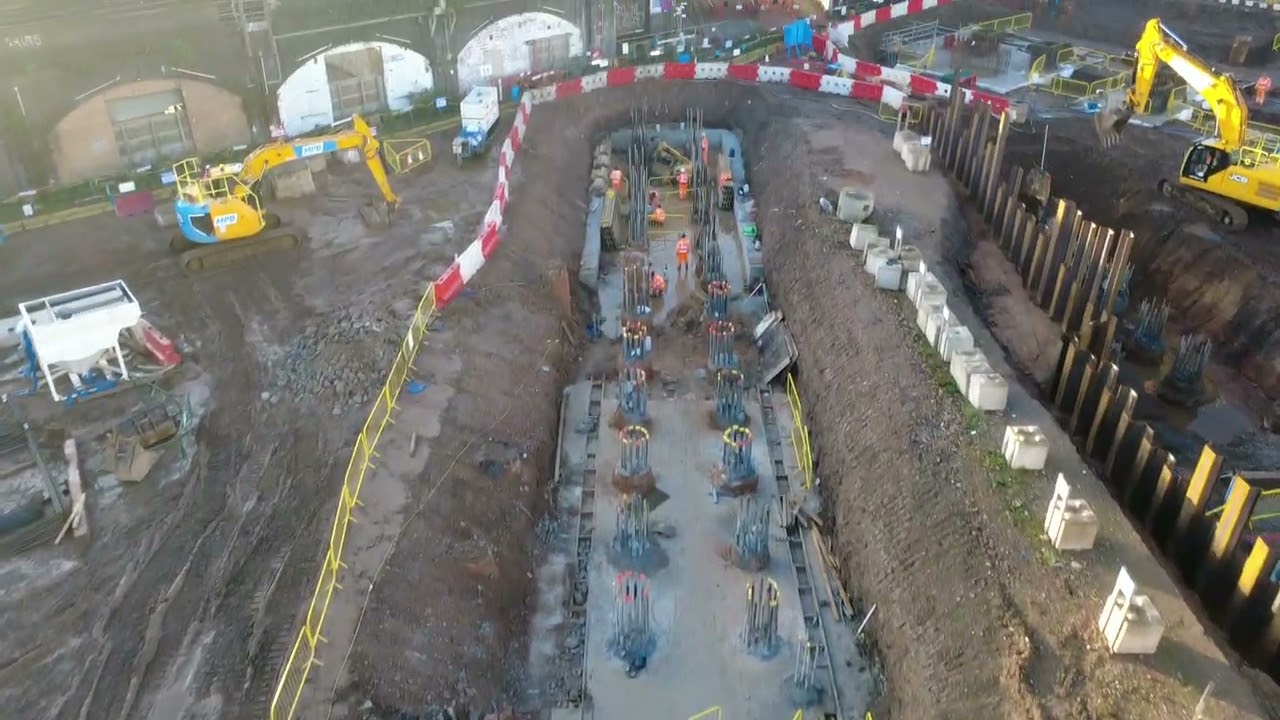 HS2 03/12/2025 - Curzon St - Detailed look at the new foundations
