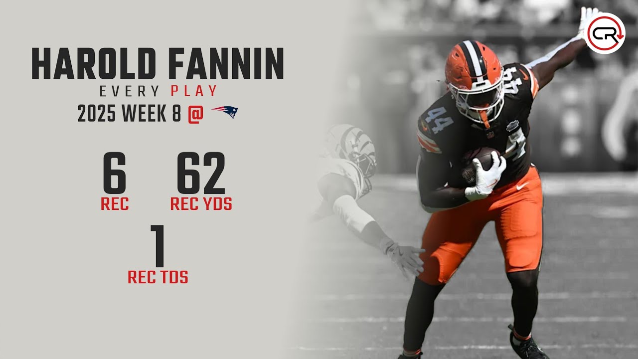 Harold Fannin Week 8 Highlights | Every Target and Catch vs Patriots