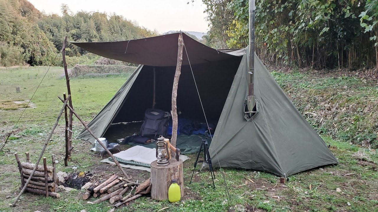 [bushcraft][Gstove]焚き火と薪ストーブと軍幕キャンプ