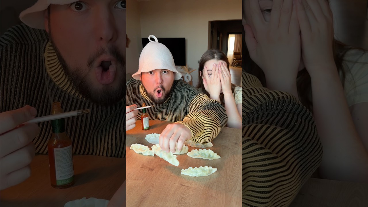 Hot sauce injection dumplings 😳🤯 #funny #challenge #familyfun #fun #games