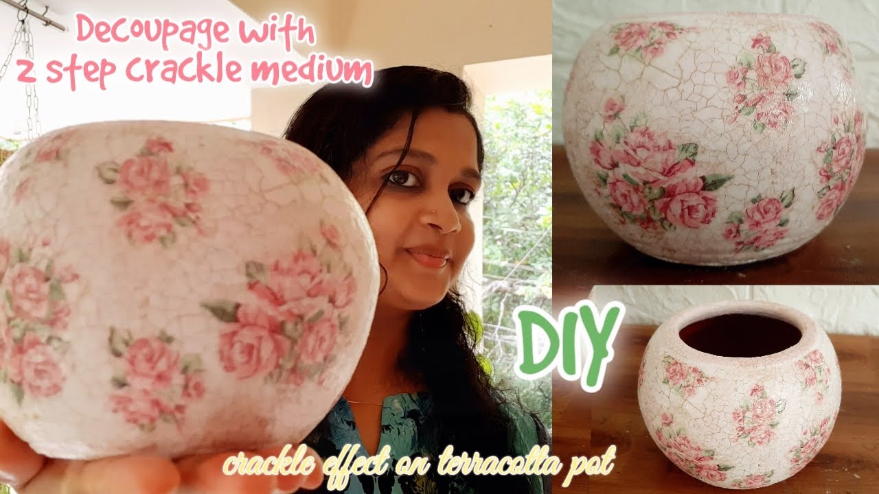 Decoupage With 2 Step Crackle Medium // Crackle Effect Tutorial //How To Use 2 Step Crackle Medium/