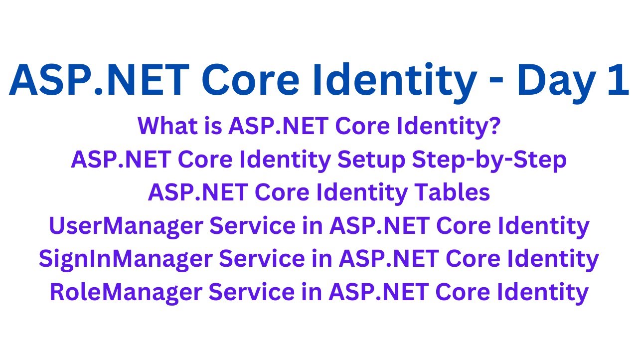 ASP NET Core Identity Introduction and Environment Setup - Day 1
