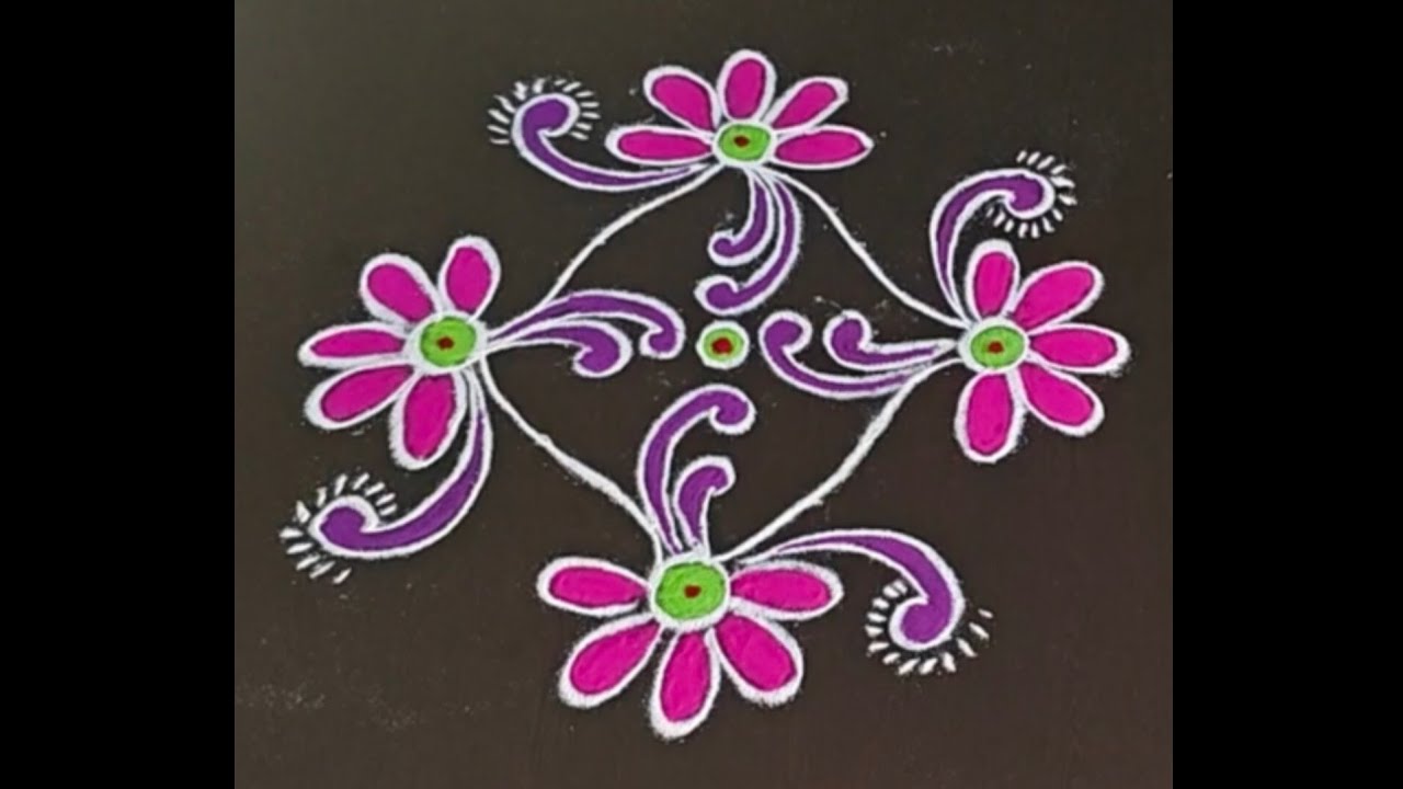 7*1 dots modern kolam / fancy rangoli flower design #dialyrangoli #easyrangoli #simpledesign #art 