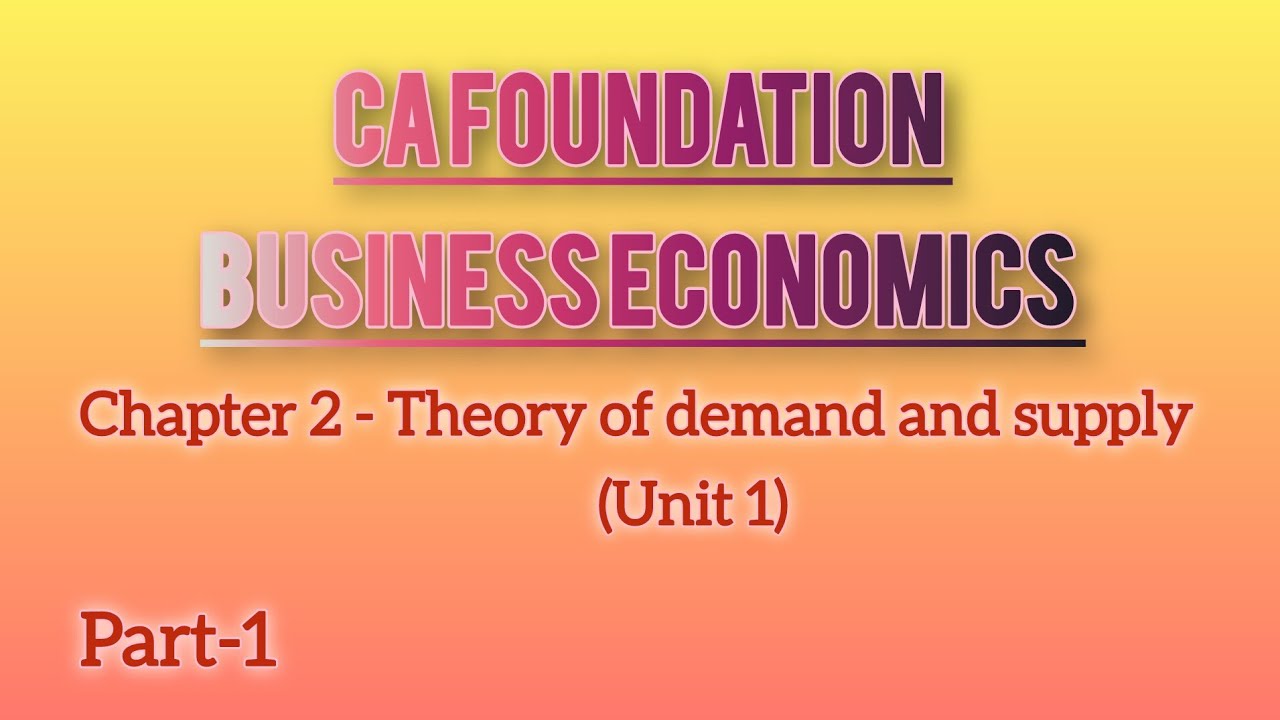 CA Foundation Business Economics chapter - 2 Theory of demand and supply (unit-1) in malayalam