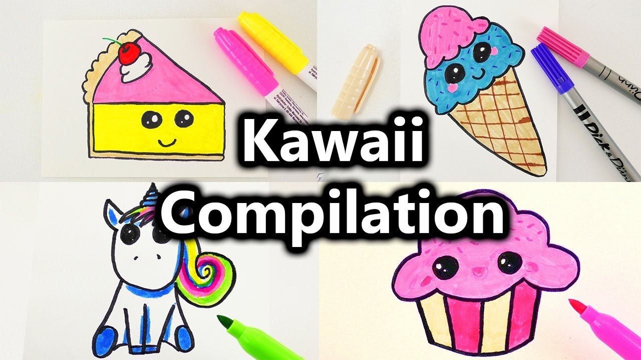 Kawaii Malen Compilation | Süße Bilder zeichnen | Kawaii Kuchen, Eis, Muffin, Einhorn und mehr