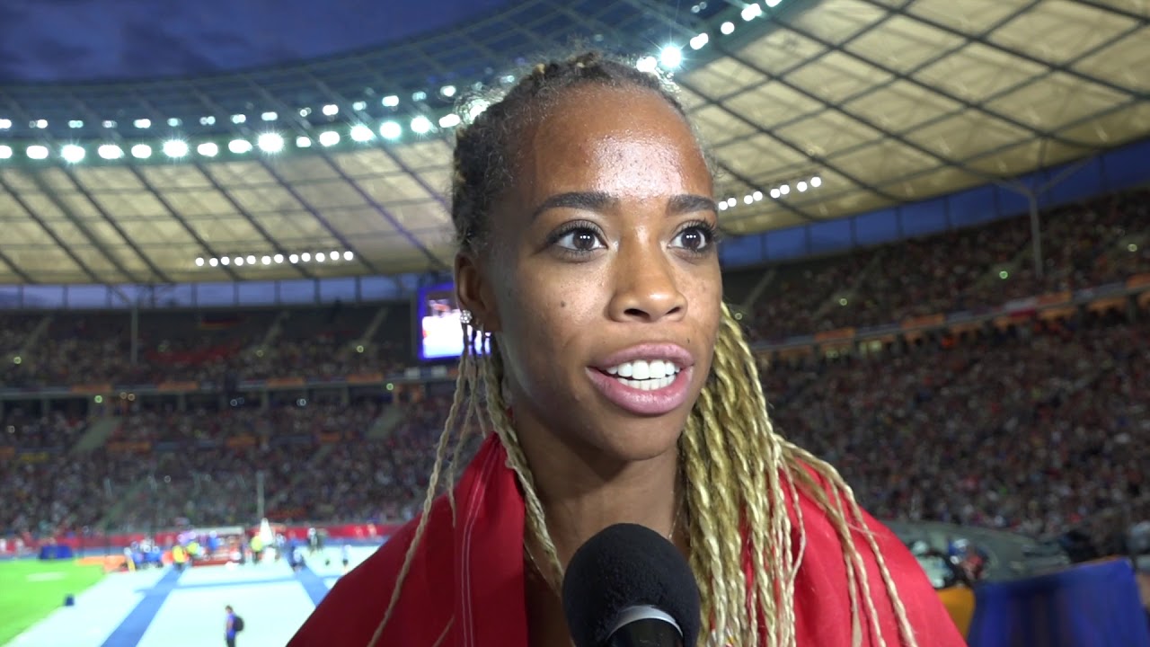 Jamile Samuel (NED) after winning bronze in the 200m