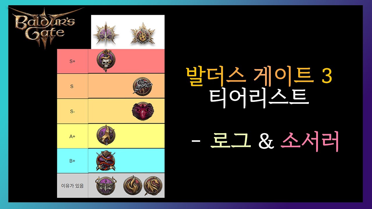 발더스 게이트 3 명예 난이도 추천 티어리스트) 로그 & 소서러 편