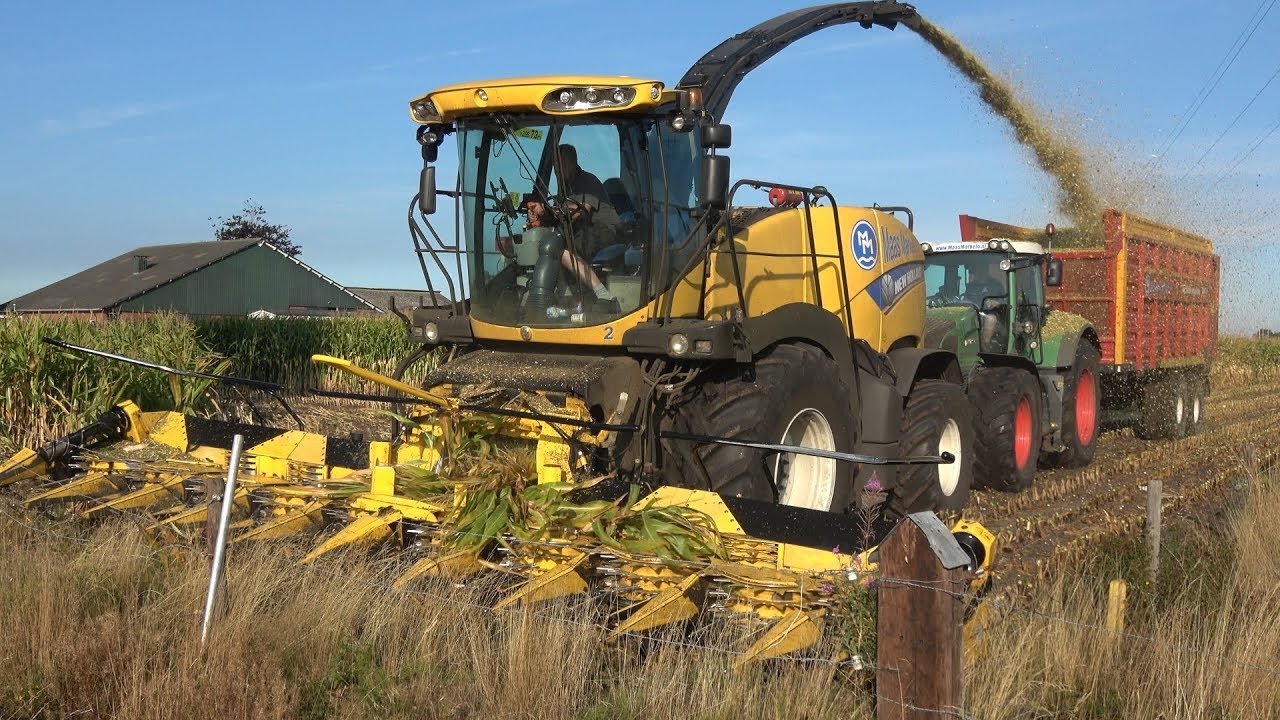 Maas Markelo met New Holland FR700 en 2 Fendt 924 Vario met Siwa 720 - Mais hakselen (2018)