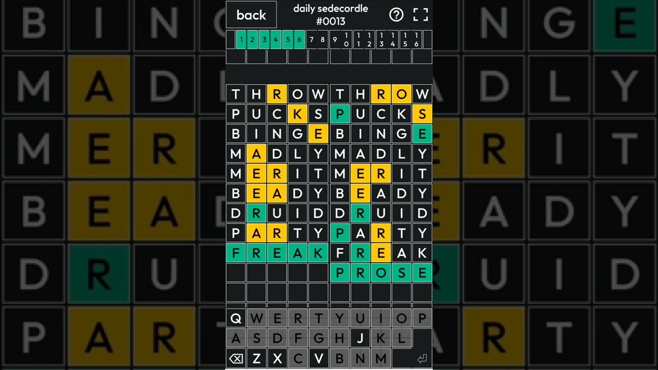 Sedecordle #13 solution