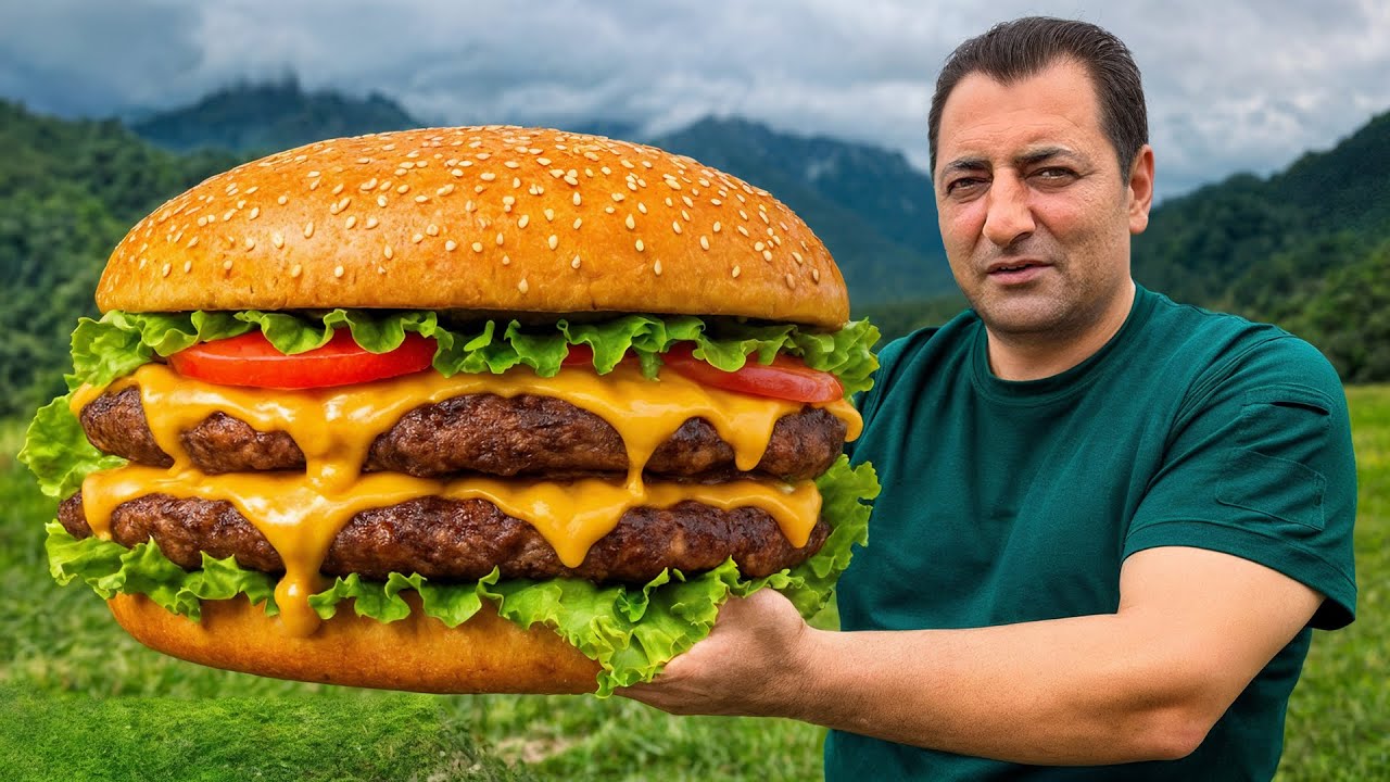 The Juiciest Burger Made on Fire 🍔🔥