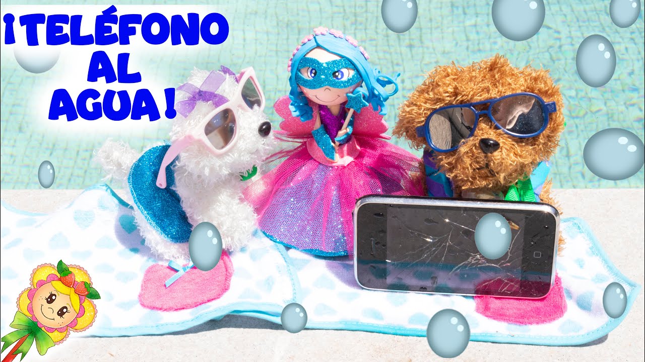 😱 Mini Lily y los perritos Brownie y Cremita tiran a la piscina el móvil de Hada de Fresa ! 😂